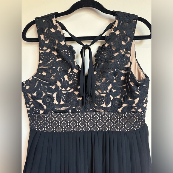 NWOT black and tan lace pleated heartloom dress - Picture 3 of 11